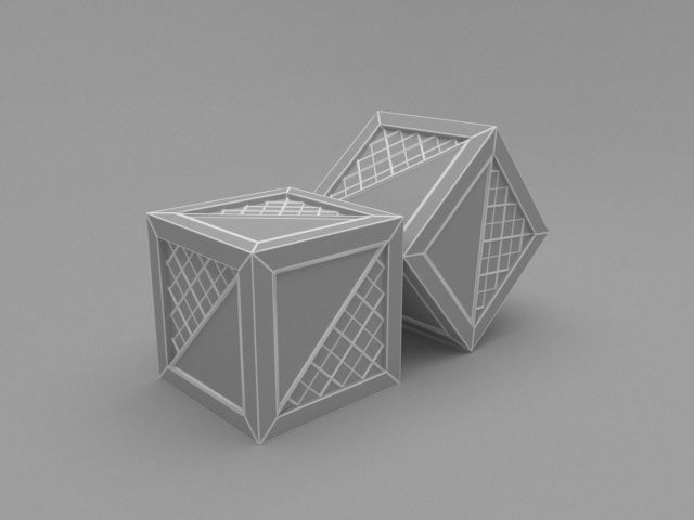 3D box model two cubes 3D model_2