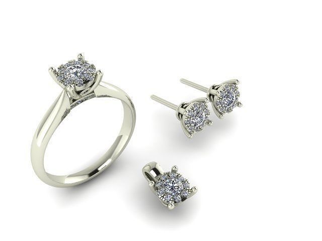 diamond ring earring pendant set 22 3D print model