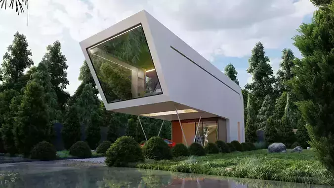 Exterior and Interior Minimalist House for Sketchup and Vray