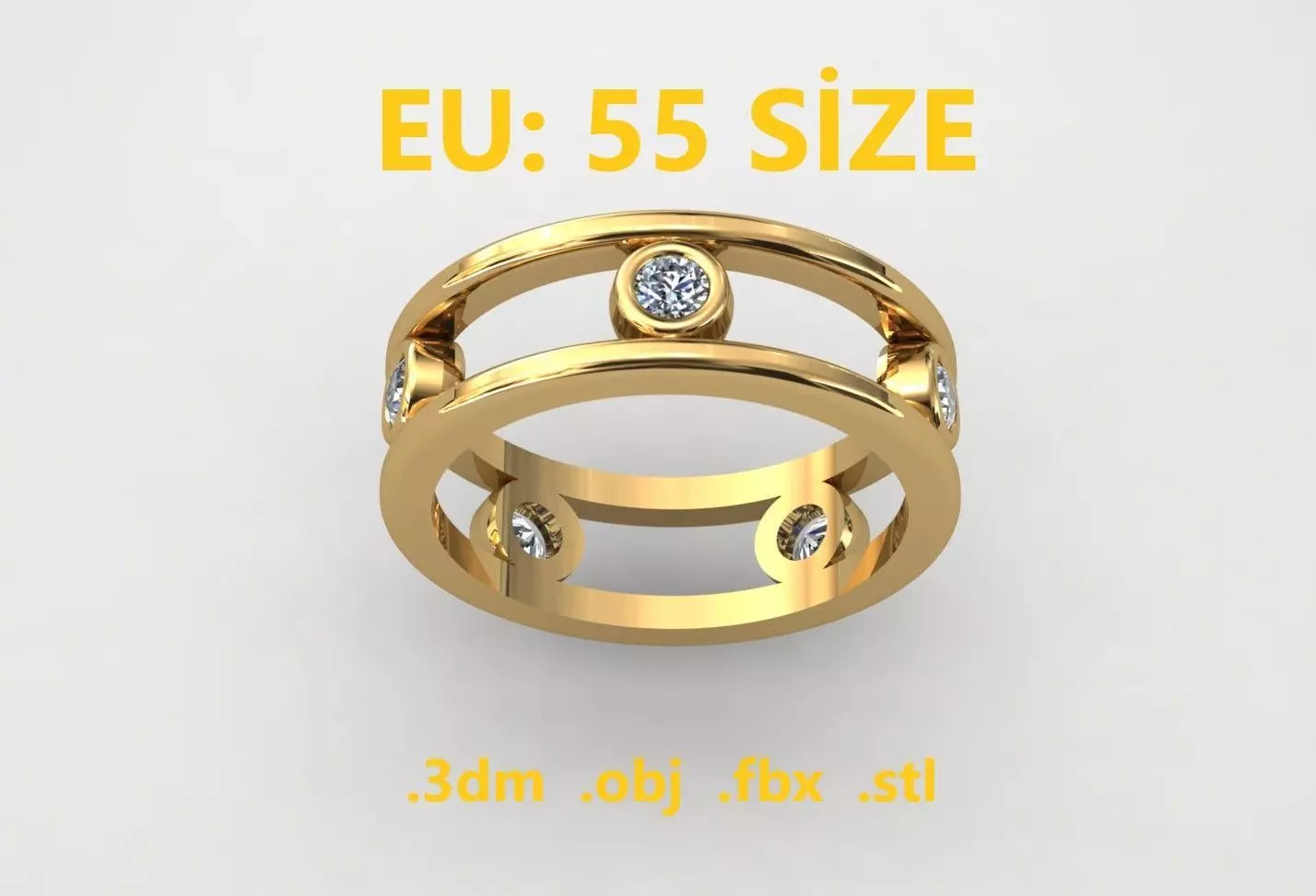 Model 201 New Tiffany Diamond Ring  EU 55 Size 3D print model_0