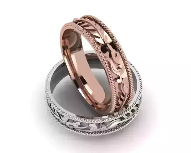 rings hawaiian wedding band in rose gold 3D print model