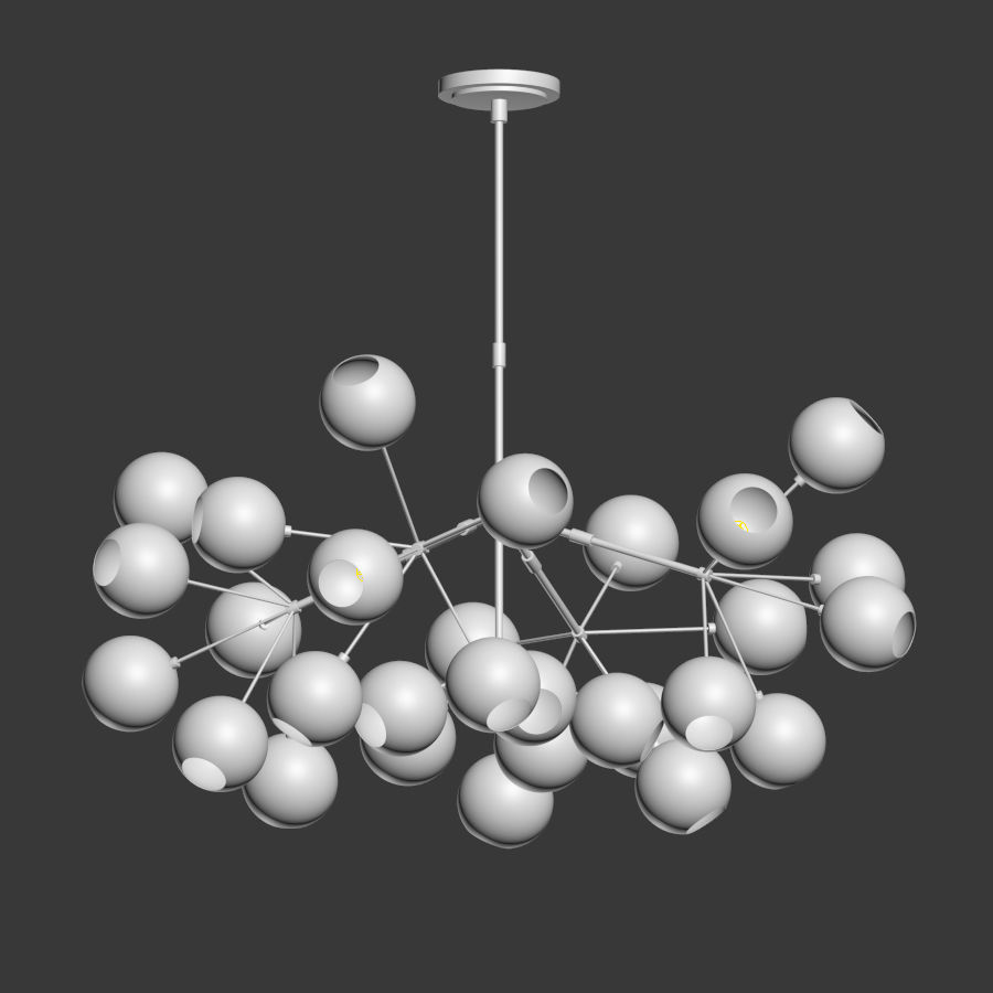 Unique Snow Crystal Chandelier 3D model_3