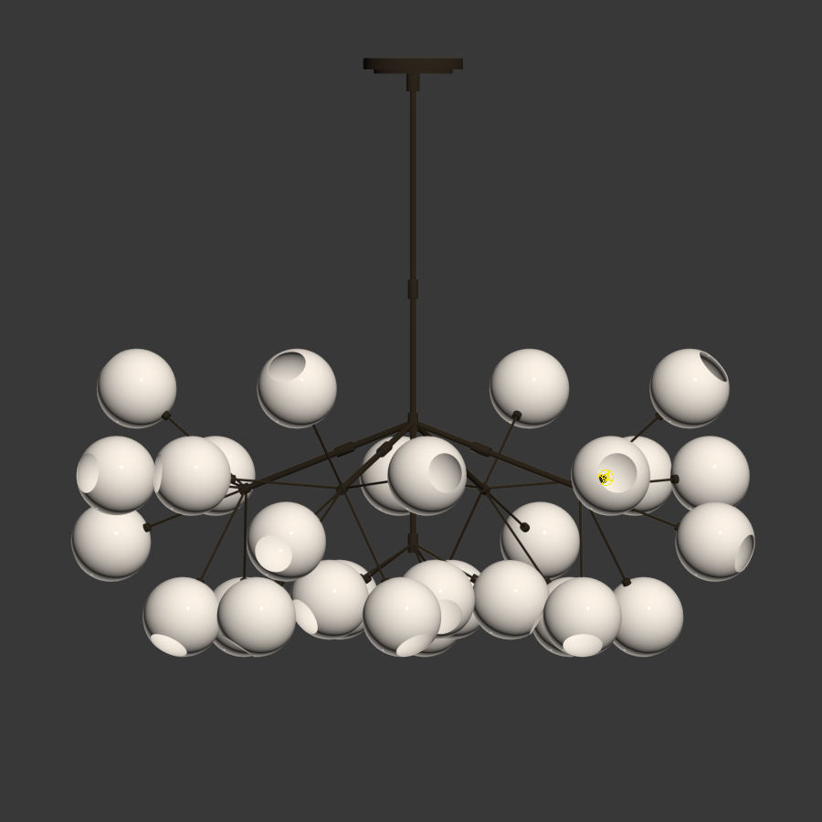 Unique Snow Crystal Chandelier 3D model_1
