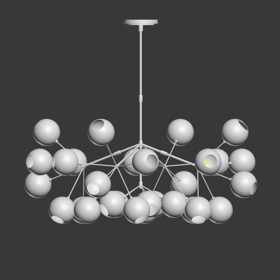 Unique Snow Crystal Chandelier 3D model_2