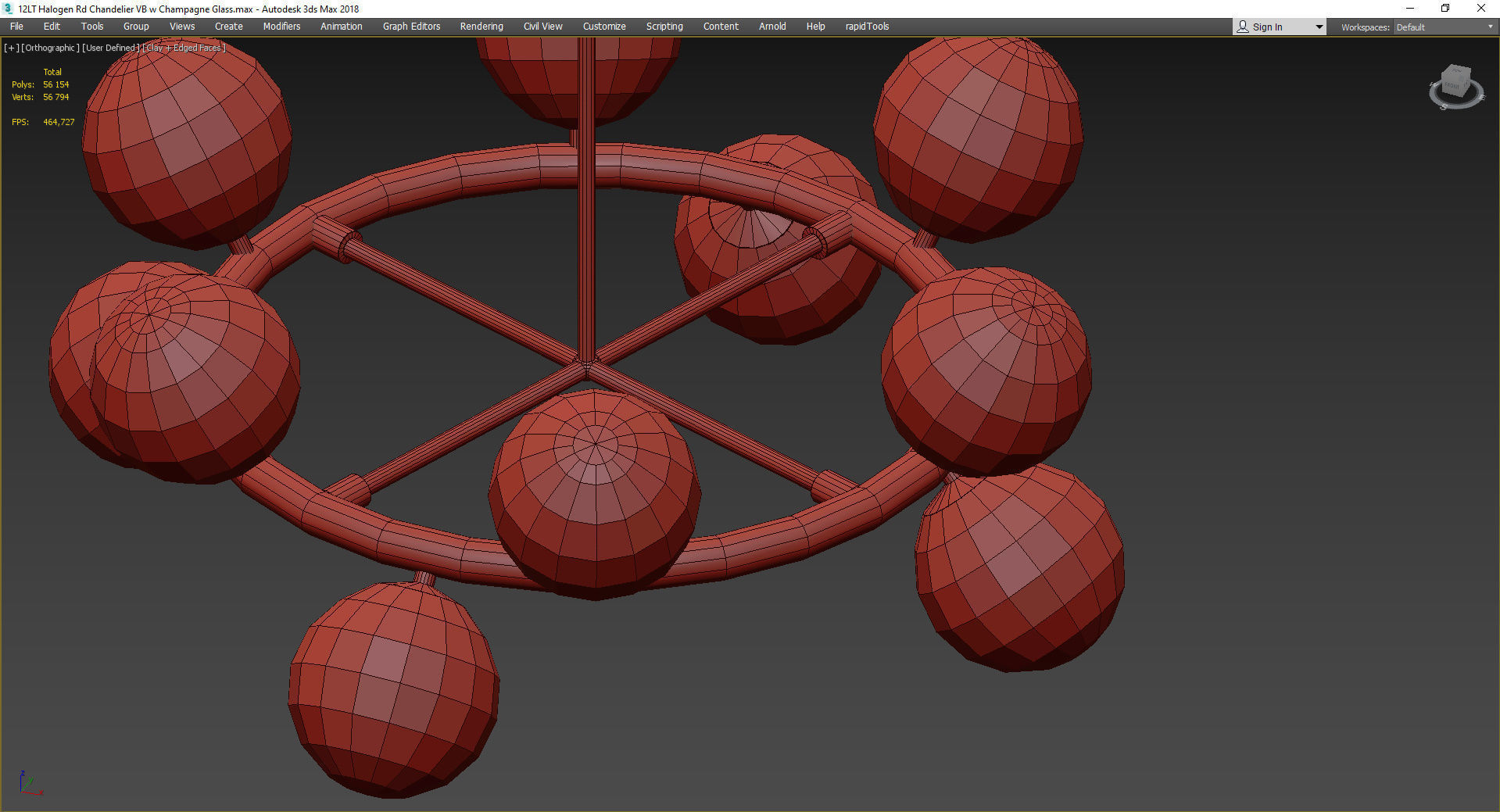 12LT Halogen Rd Chandelier VB w Champagne Glass Low-poly 3D model_4