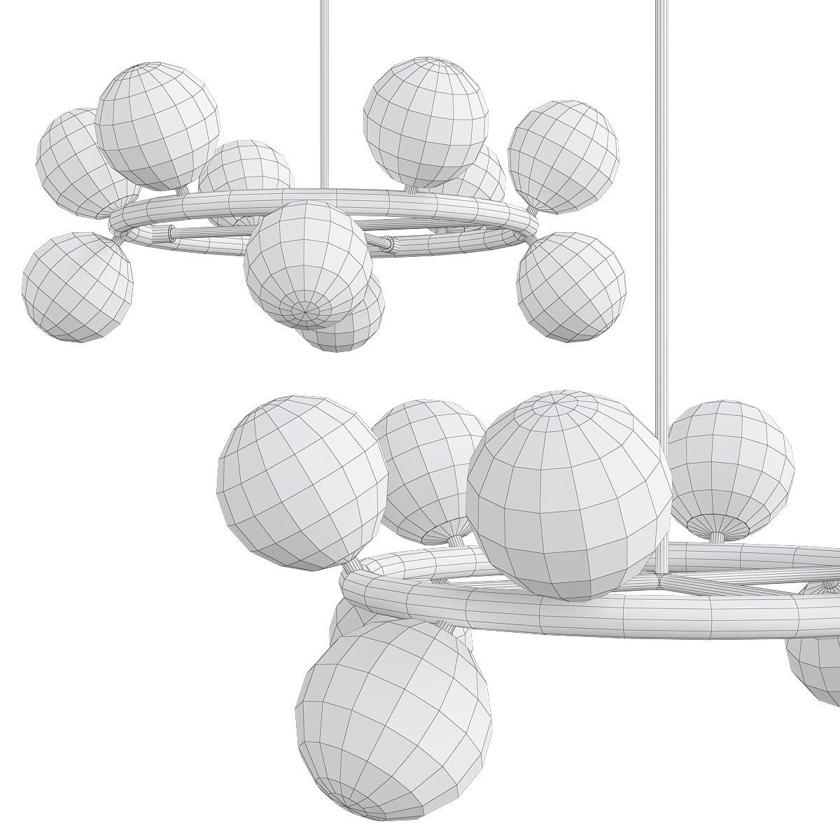 12LT Halogen Rd Chandelier VB w Champagne Glass Low-poly 3D model_1