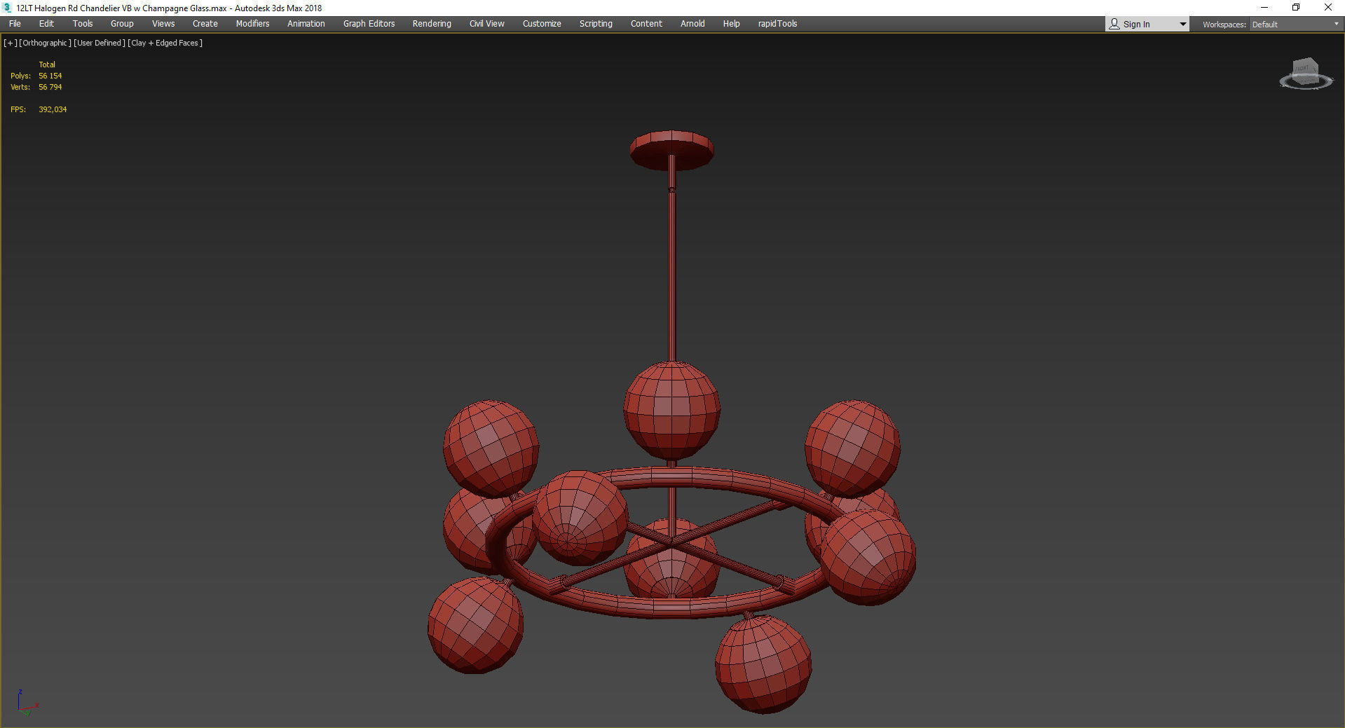 12LT Halogen Rd Chandelier VB w Champagne Glass Low-poly 3D model_3