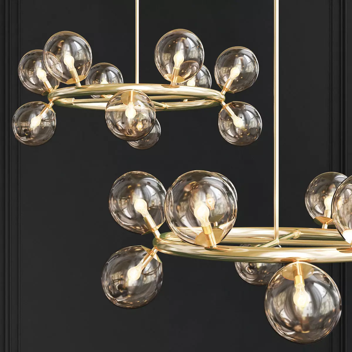 12LT Halogen Rd Chandelier VB w Champagne Glass Low-poly 3D model_0