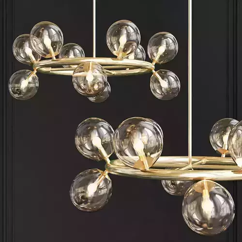 12LT Halogen Rd Chandelier VB w Champagne Glass