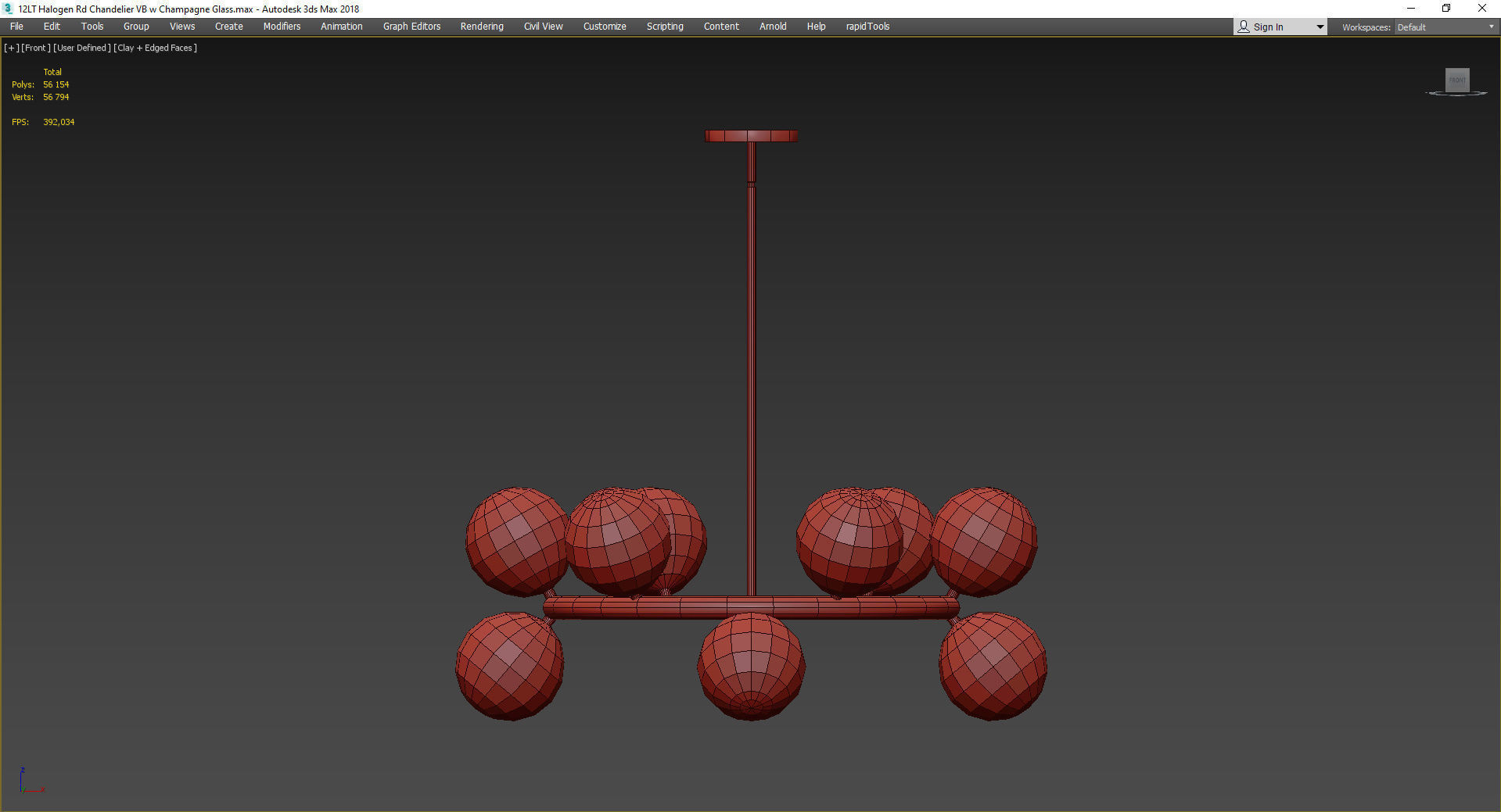 12LT Halogen Rd Chandelier VB w Champagne Glass Low-poly 3D model_2