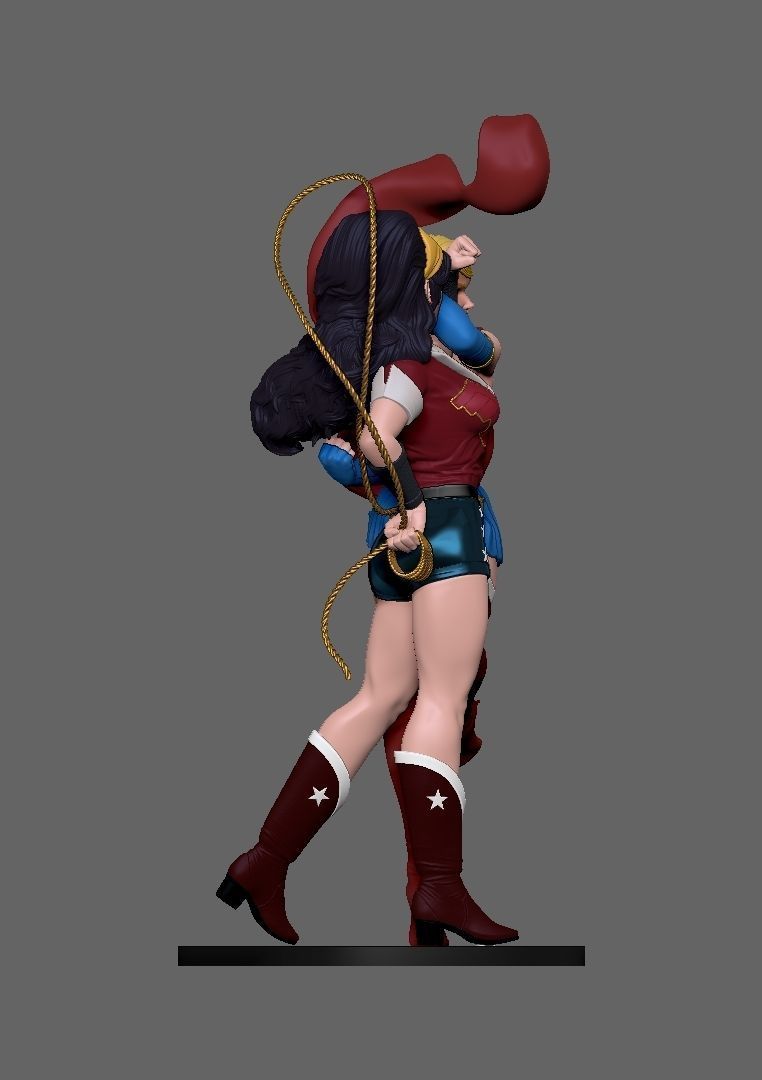 wonder woman and supergirl 3D print model_4