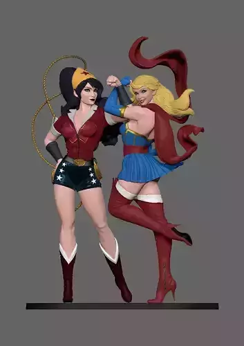 wonder woman and supergirl 3D print model