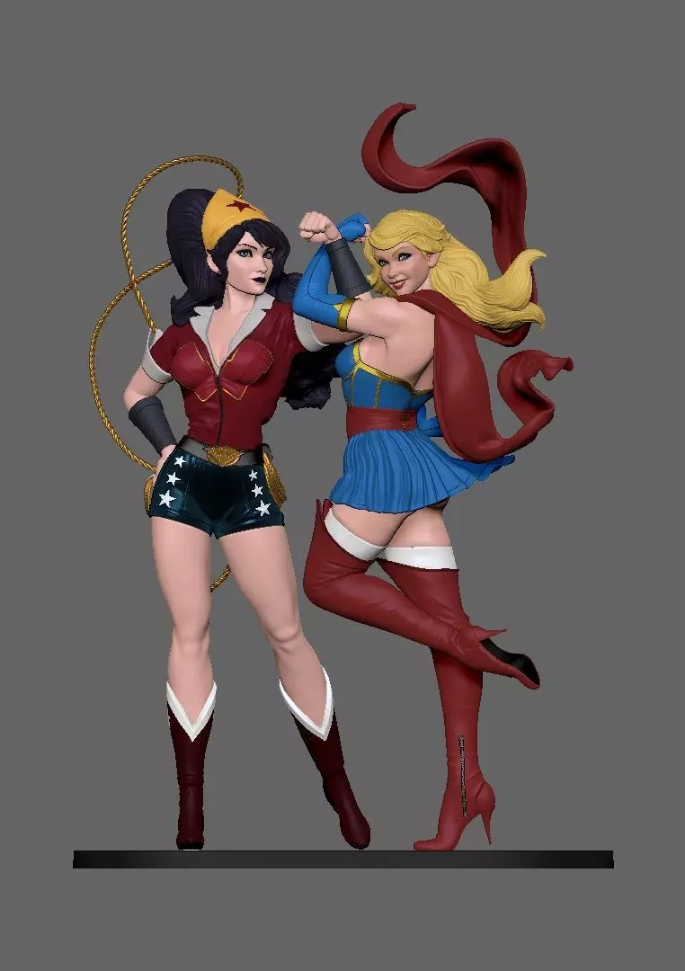 wonder woman and supergirl 3D print model_0