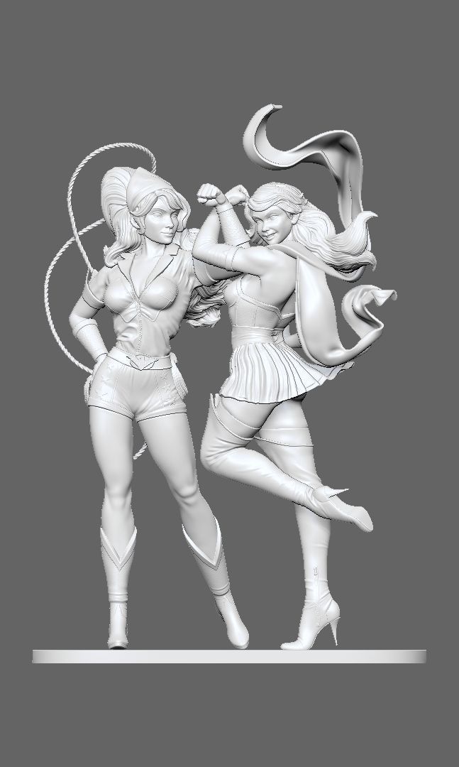 wonder woman and supergirl 3D print model_1