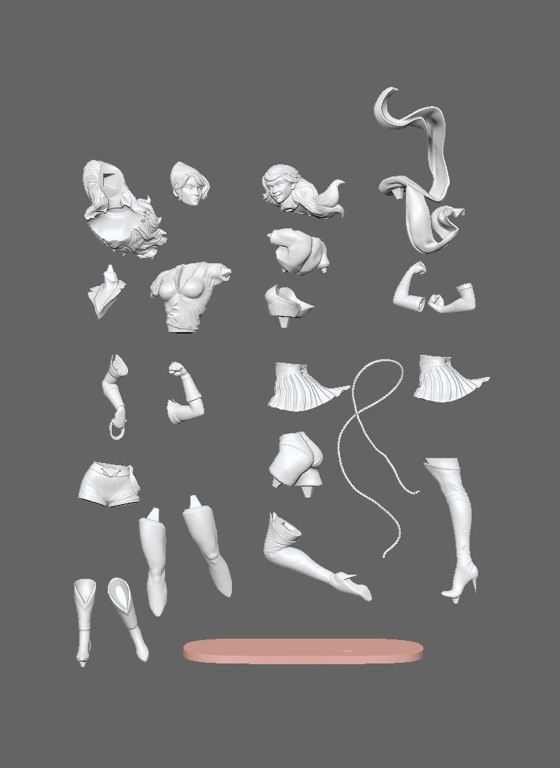 wonder woman and supergirl 3D print model_2