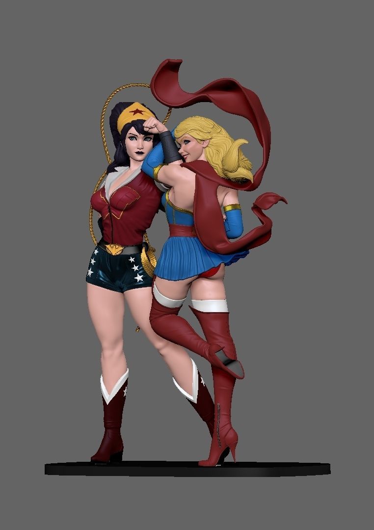 wonder woman and supergirl 3D print model_6