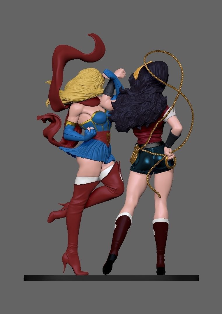 wonder woman and supergirl 3D print model_8