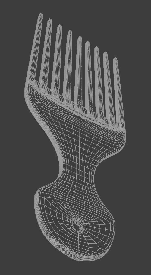 Afro Pick Comb Low-poly 3D model_2