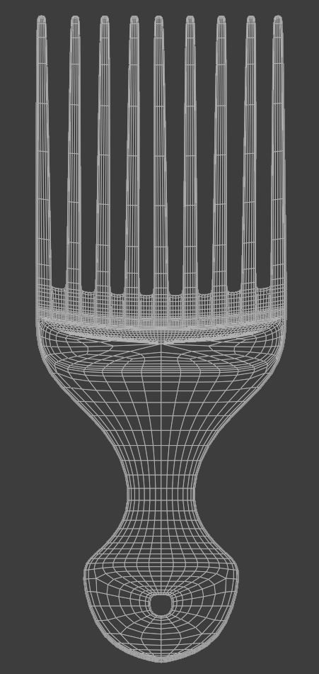 Afro Pick Comb Low-poly 3D model_4
