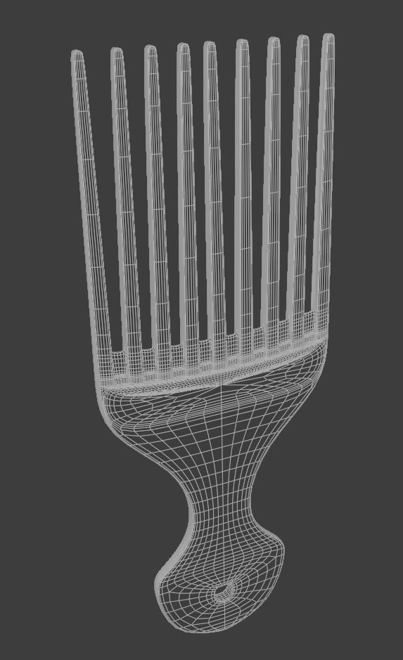 Afro Pick Comb Low-poly 3D model_3
