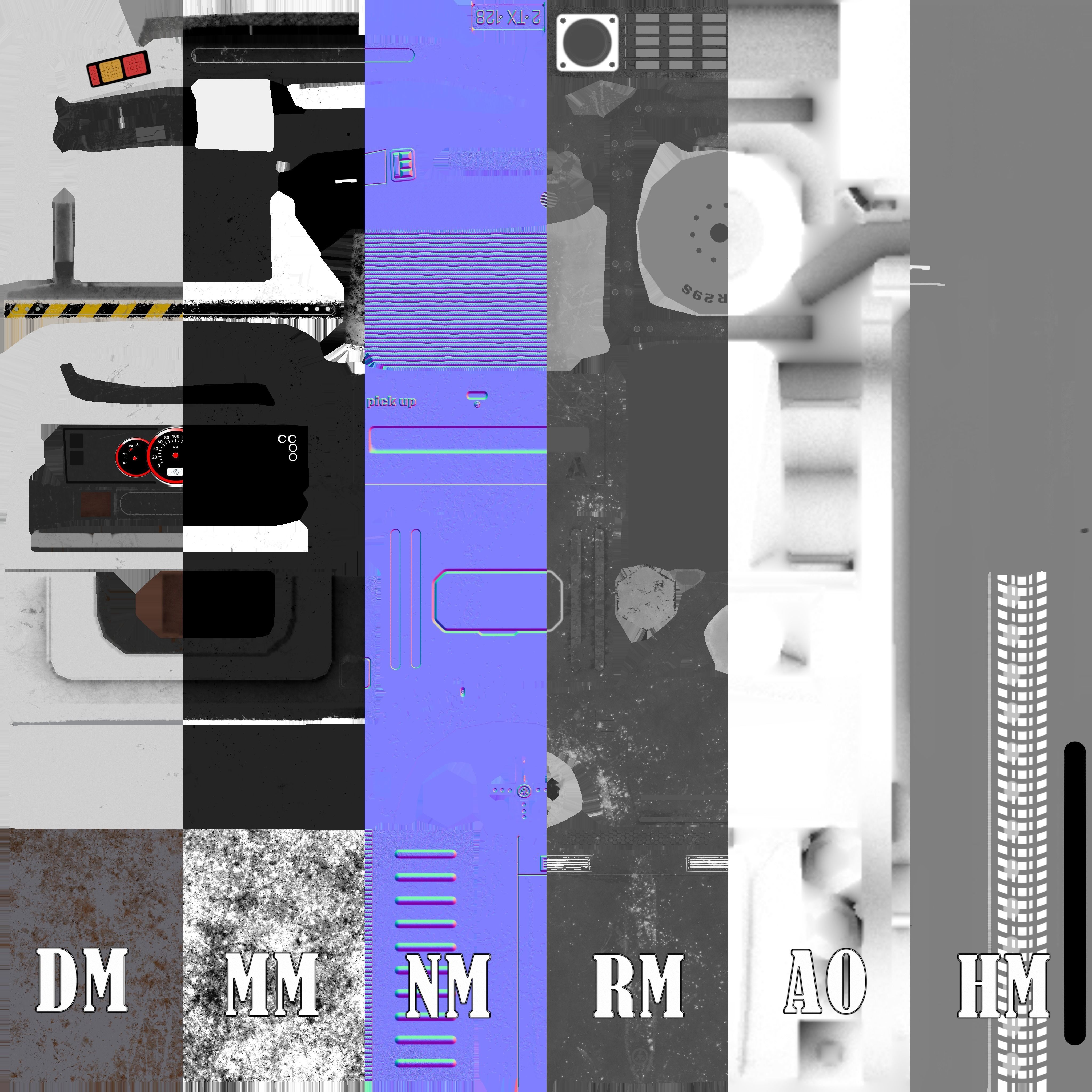 PickUps orange pickup truck Low-poly 3D model_36