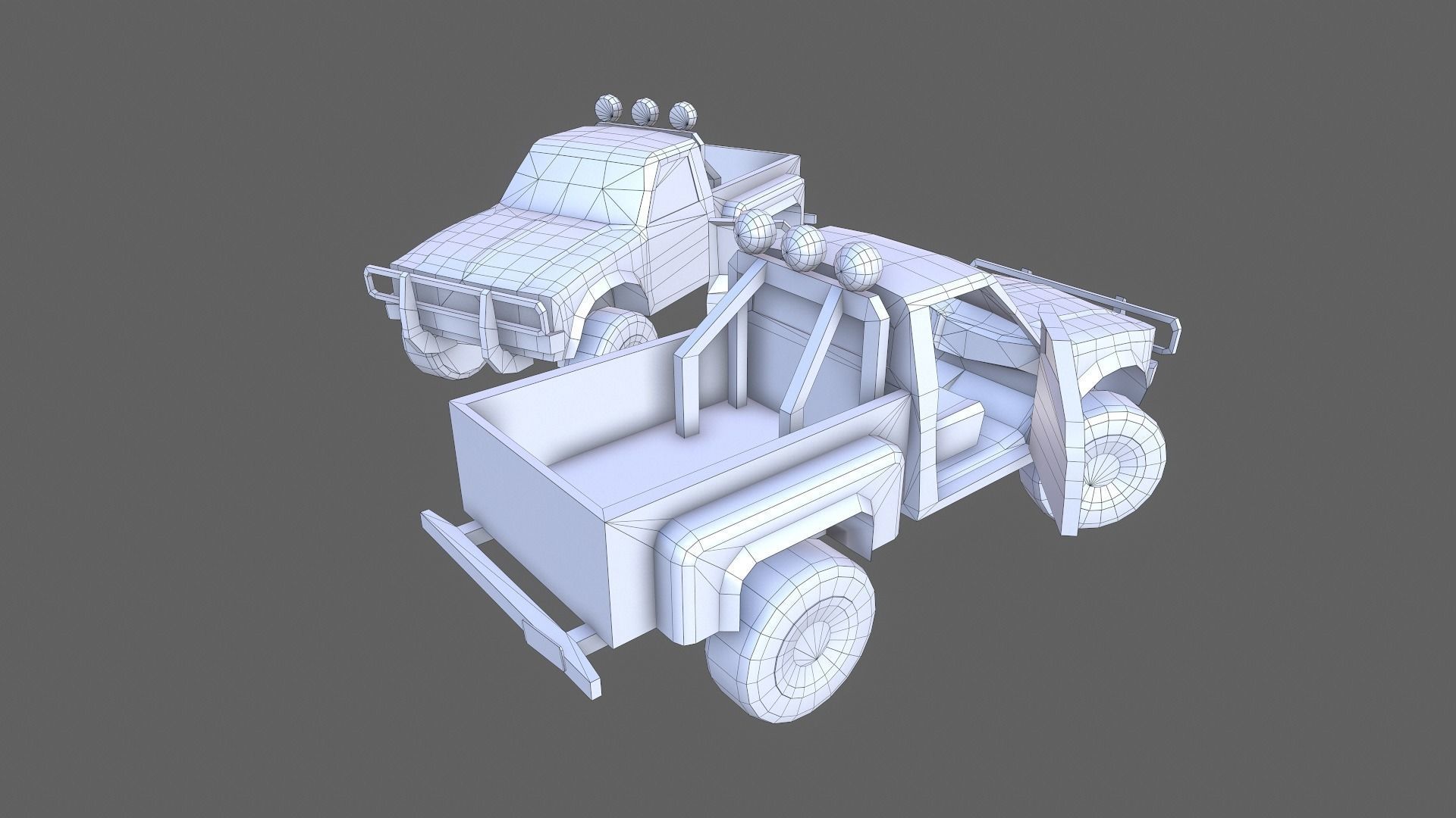 PickUps orange pickup truck Low-poly 3D model_29