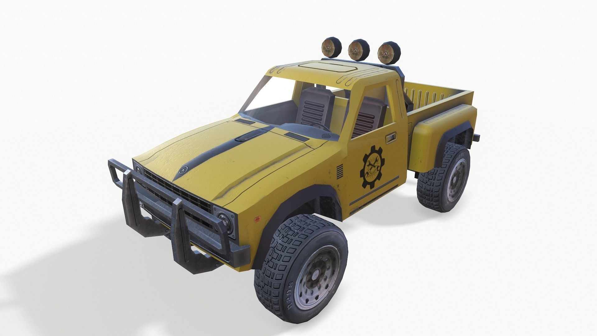 PickUps orange pickup truck Low-poly 3D model_15