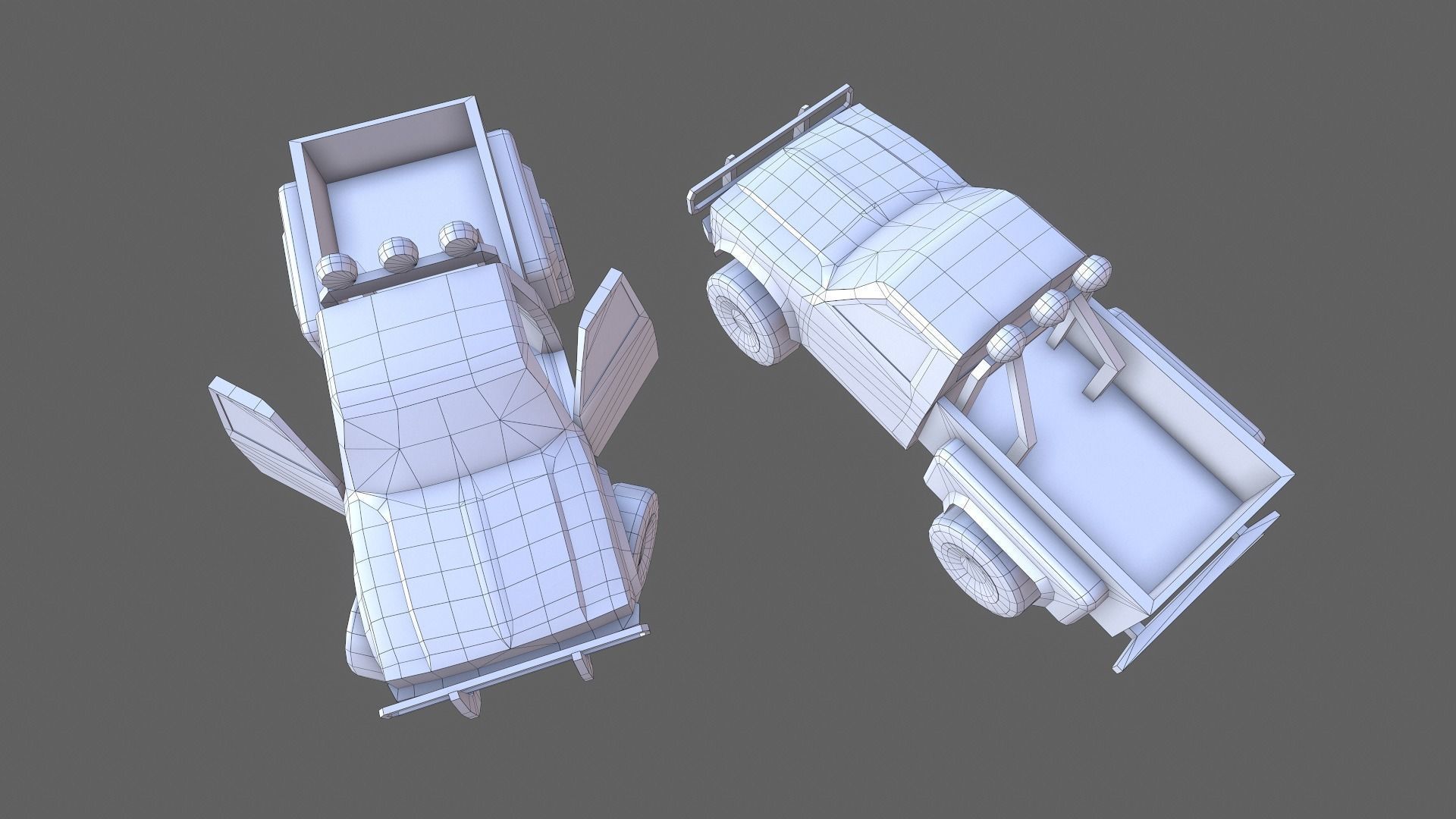 PickUps orange pickup truck Low-poly 3D model_30