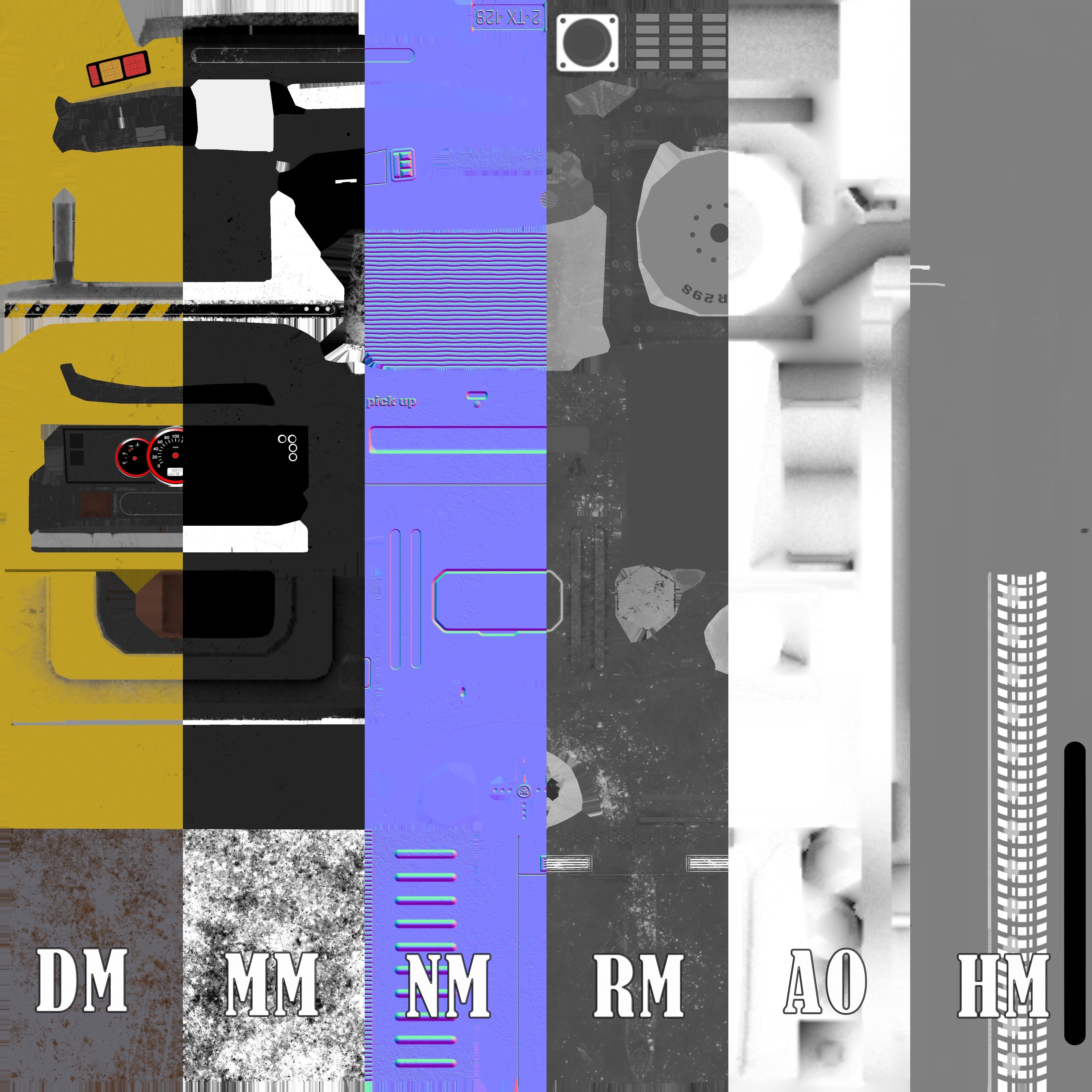 PickUps orange pickup truck Low-poly 3D model_35