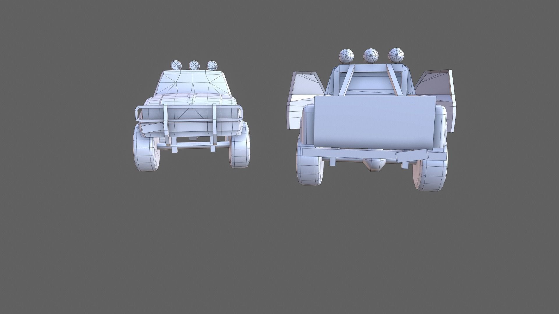 PickUps orange pickup truck Low-poly 3D model_28