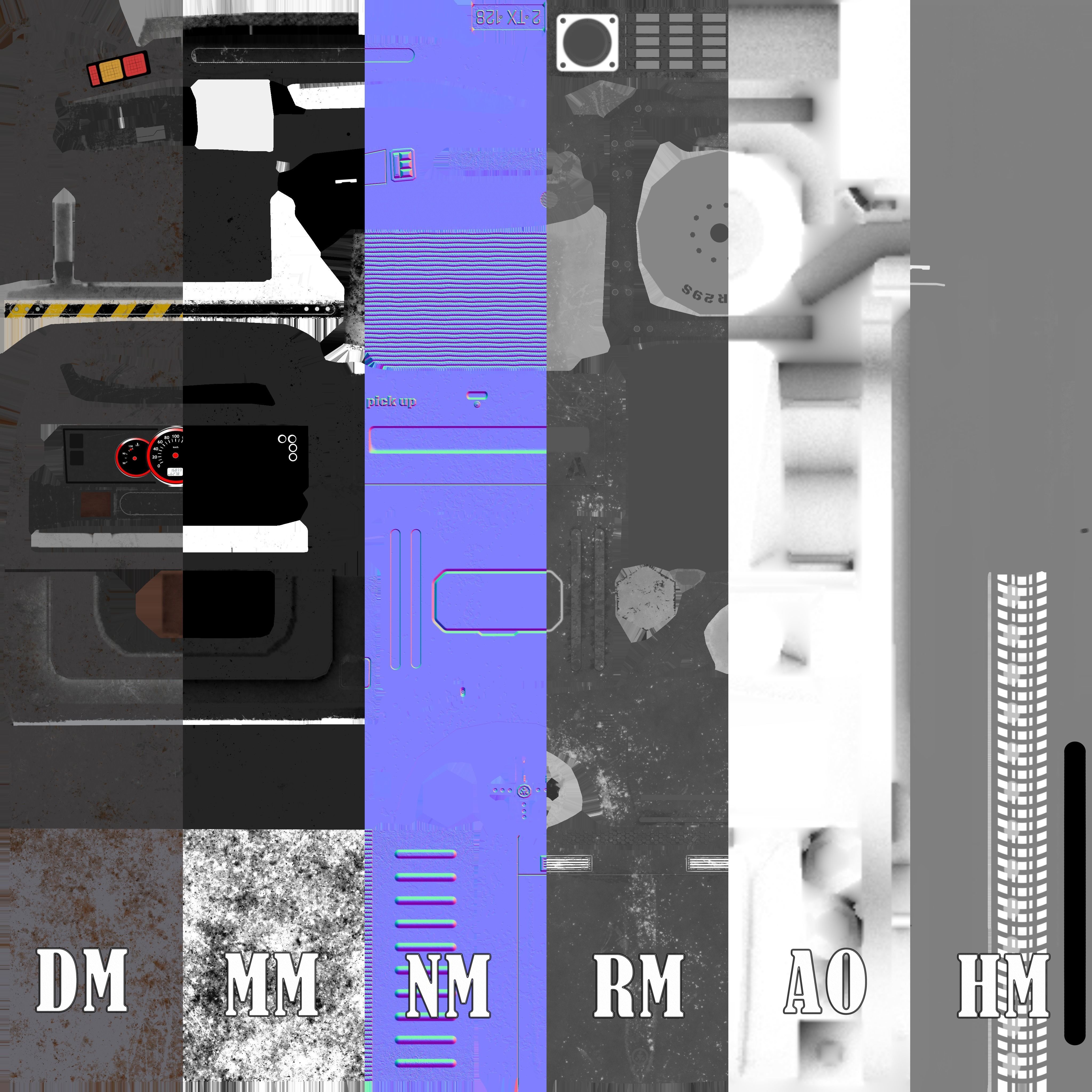 PickUps orange pickup truck Low-poly 3D model_34