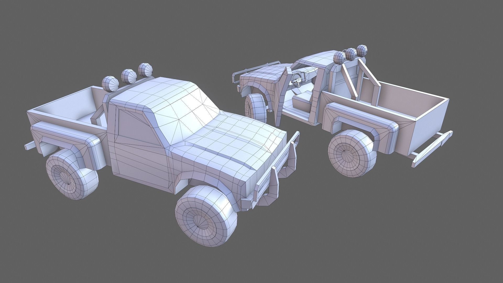 PickUps orange pickup truck Low-poly 3D model_27