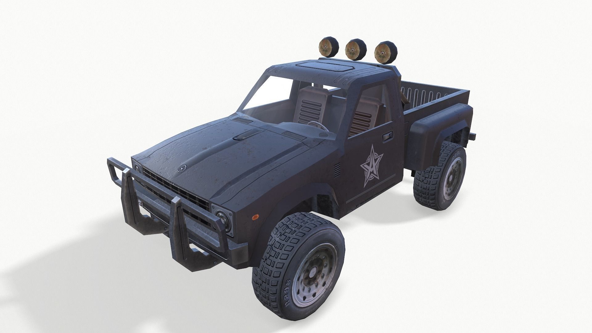 PickUps orange pickup truck Low-poly 3D model_13
