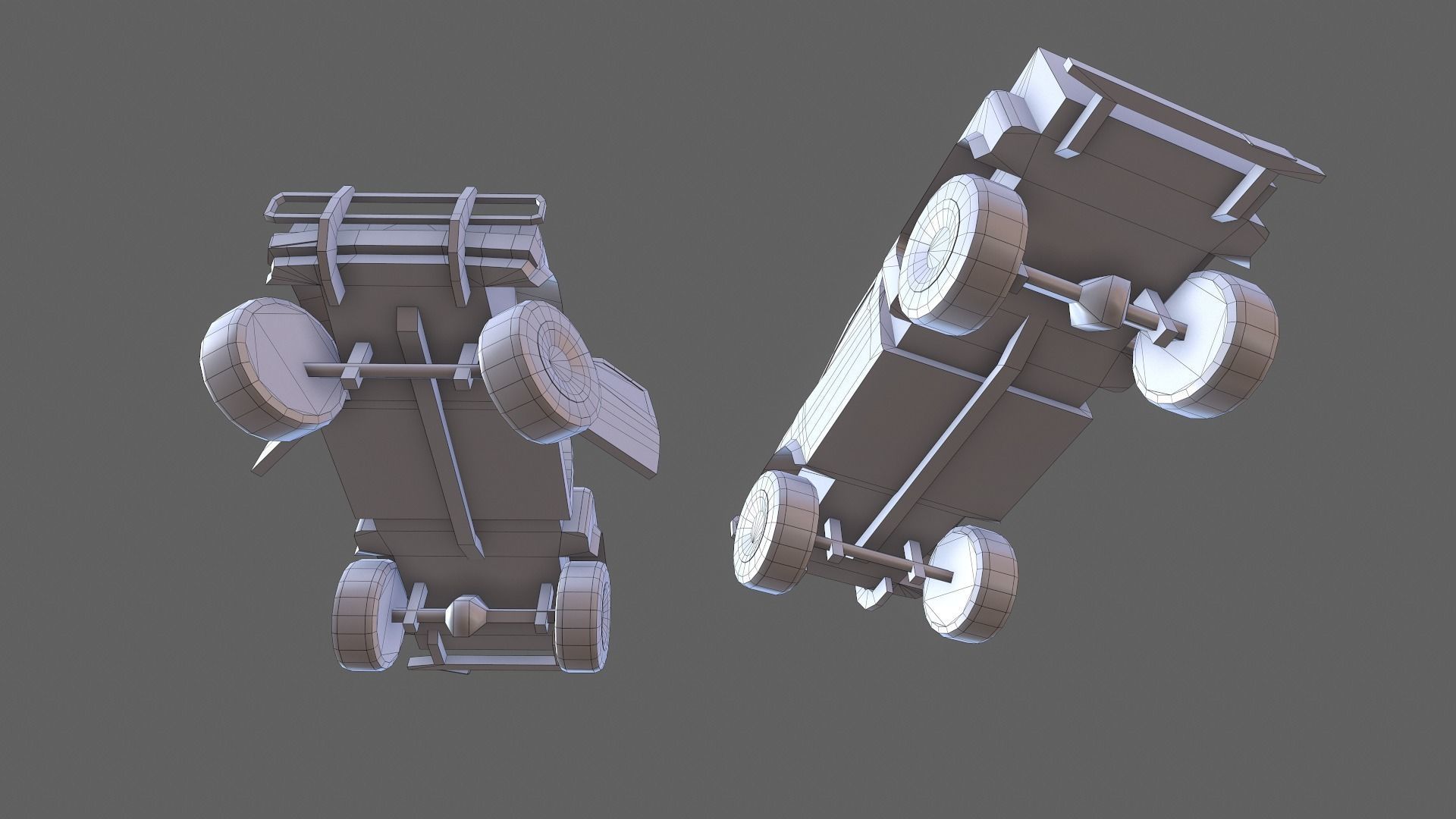 PickUps orange pickup truck Low-poly 3D model_31