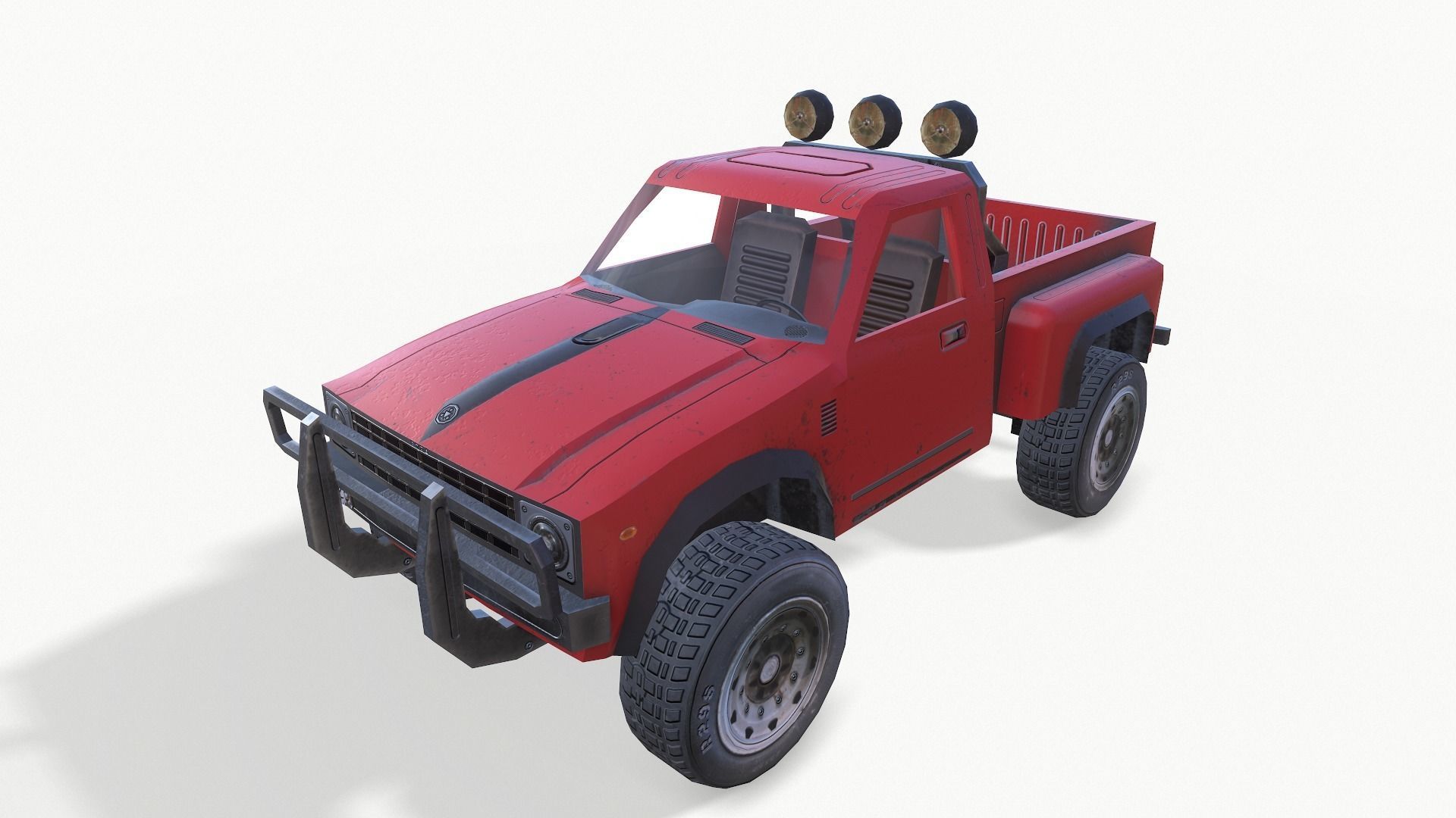 PickUps orange pickup truck Low-poly 3D model_12