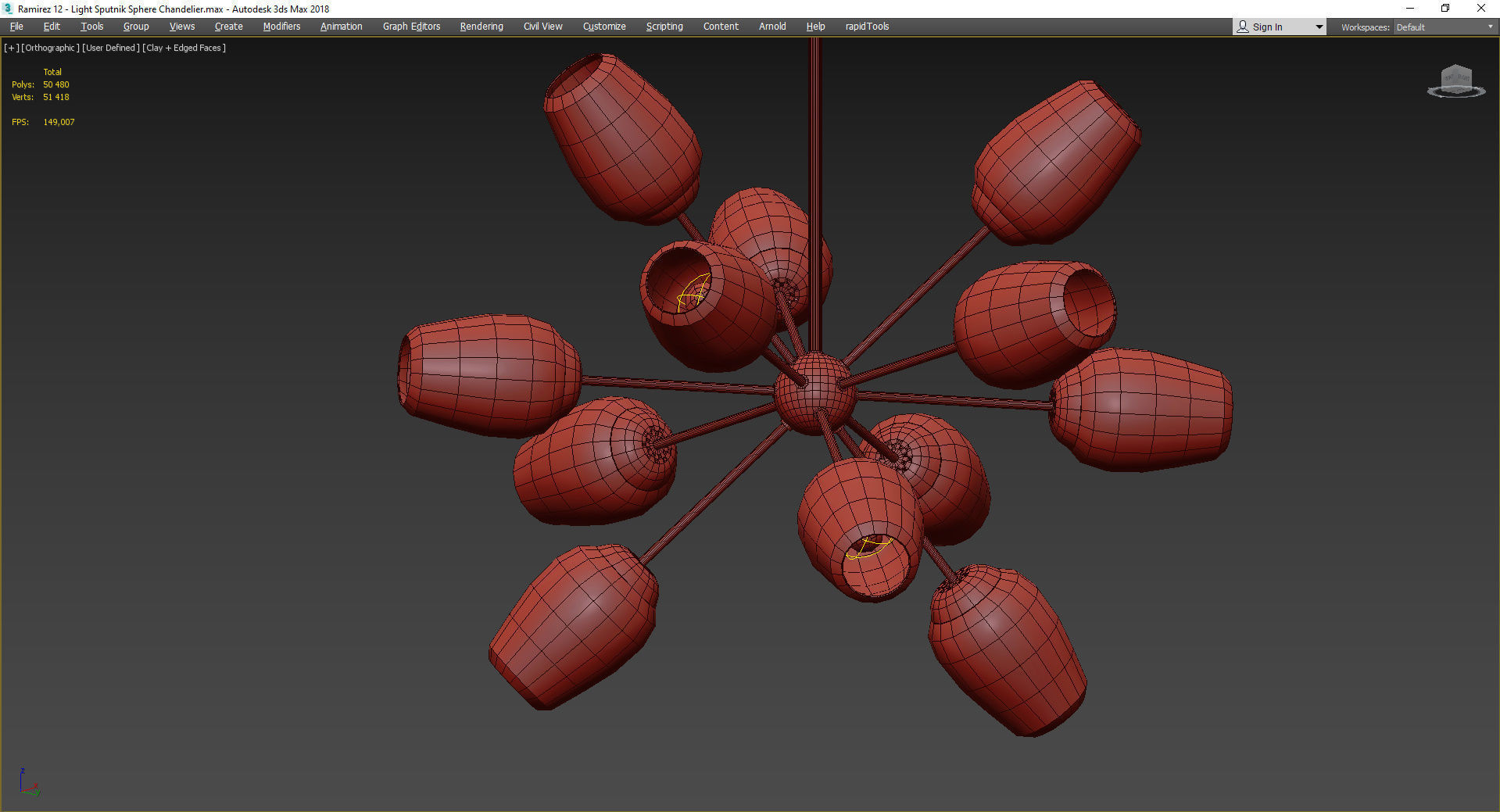 Ramirez 12 - Light Sputnik Sphere Chandelier Low-poly 3D model_3