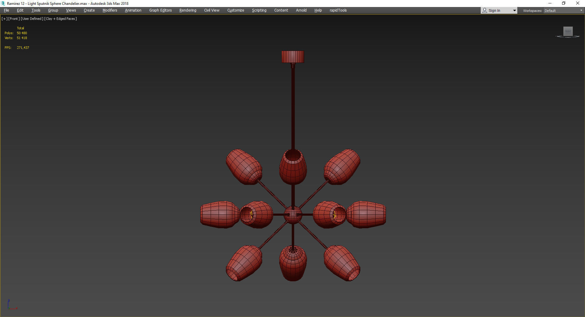 Ramirez 12 - Light Sputnik Sphere Chandelier Low-poly 3D model_2
