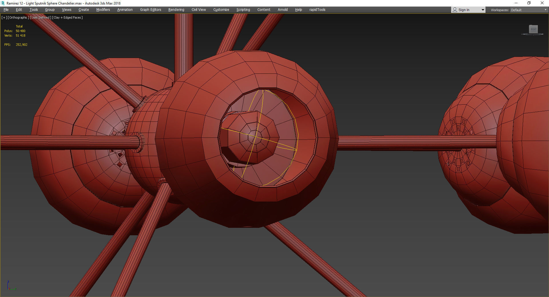 Ramirez 12 - Light Sputnik Sphere Chandelier Low-poly 3D model_4