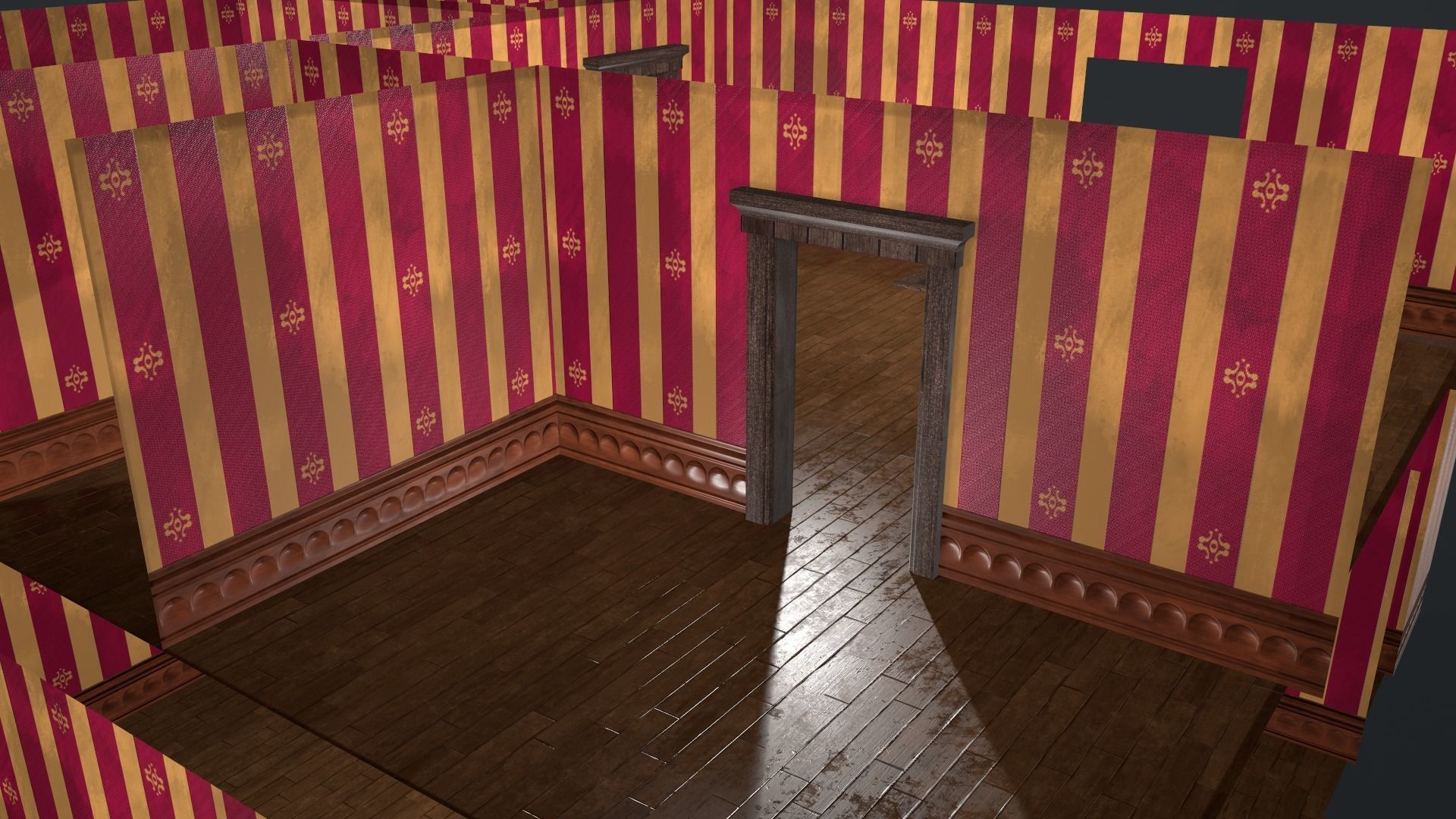 Post-apocalyptic Administrative Building w Interior Low-poly 3D model_3