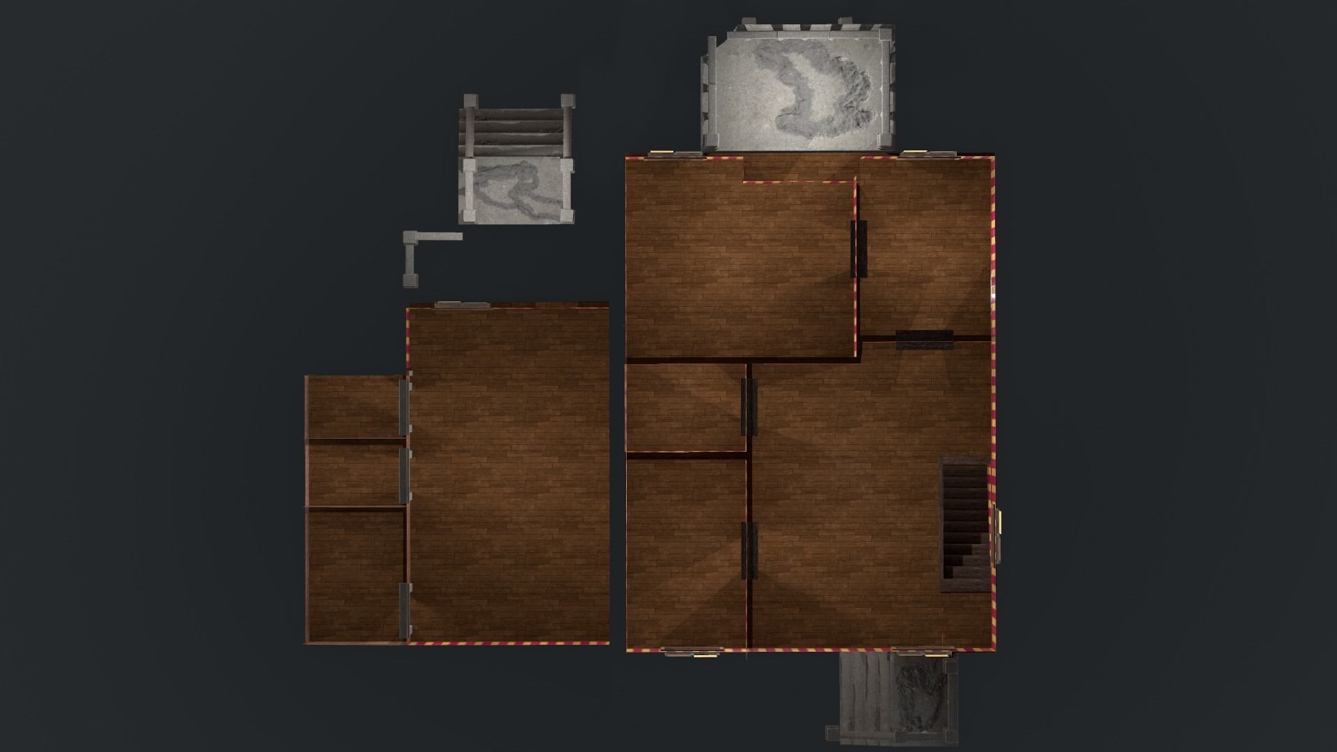 Post-apocalyptic Administrative Building w Interior Low-poly 3D model_5