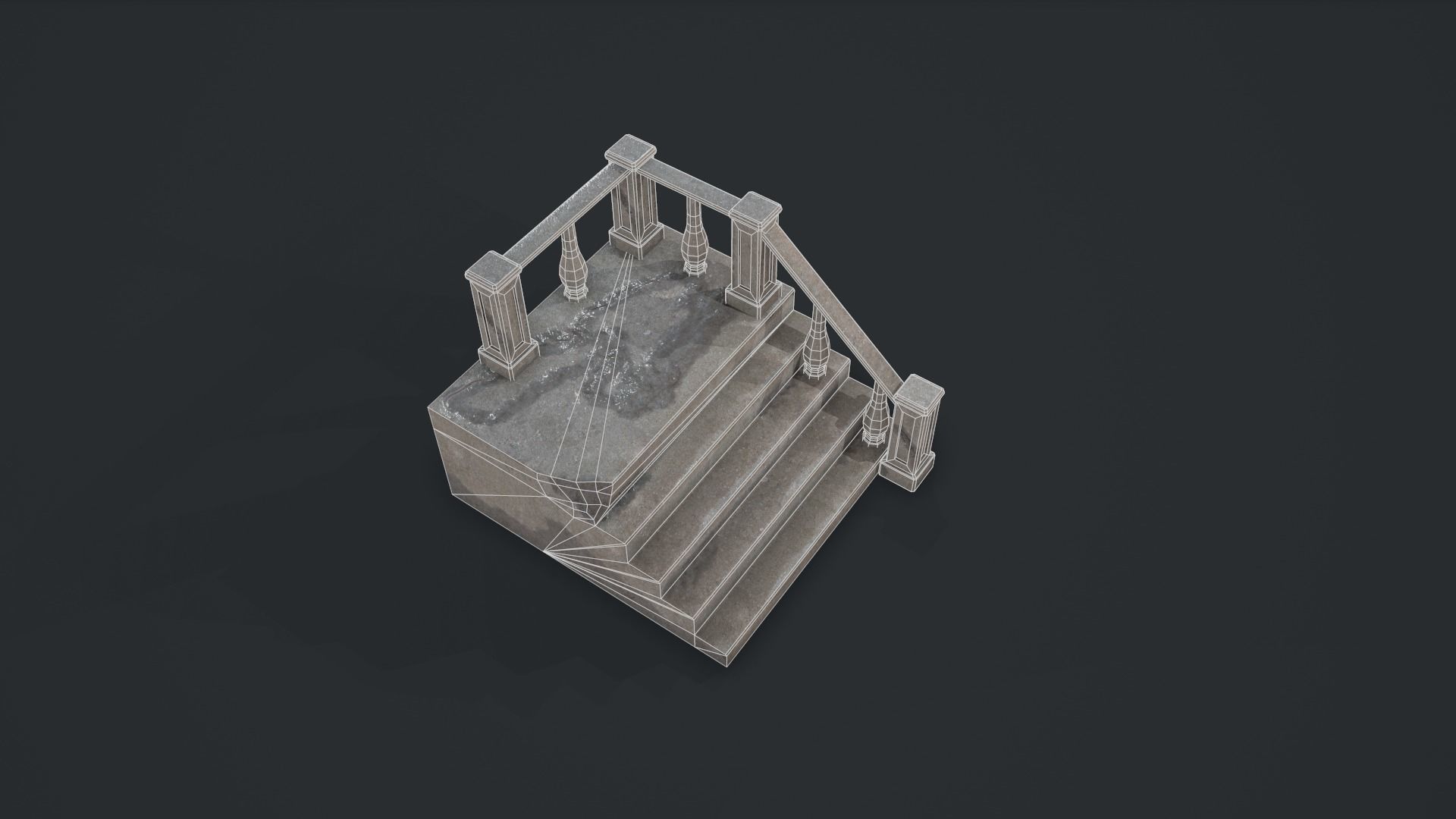 Post-apocalyptic Administrative Building w Interior Low-poly 3D model_13