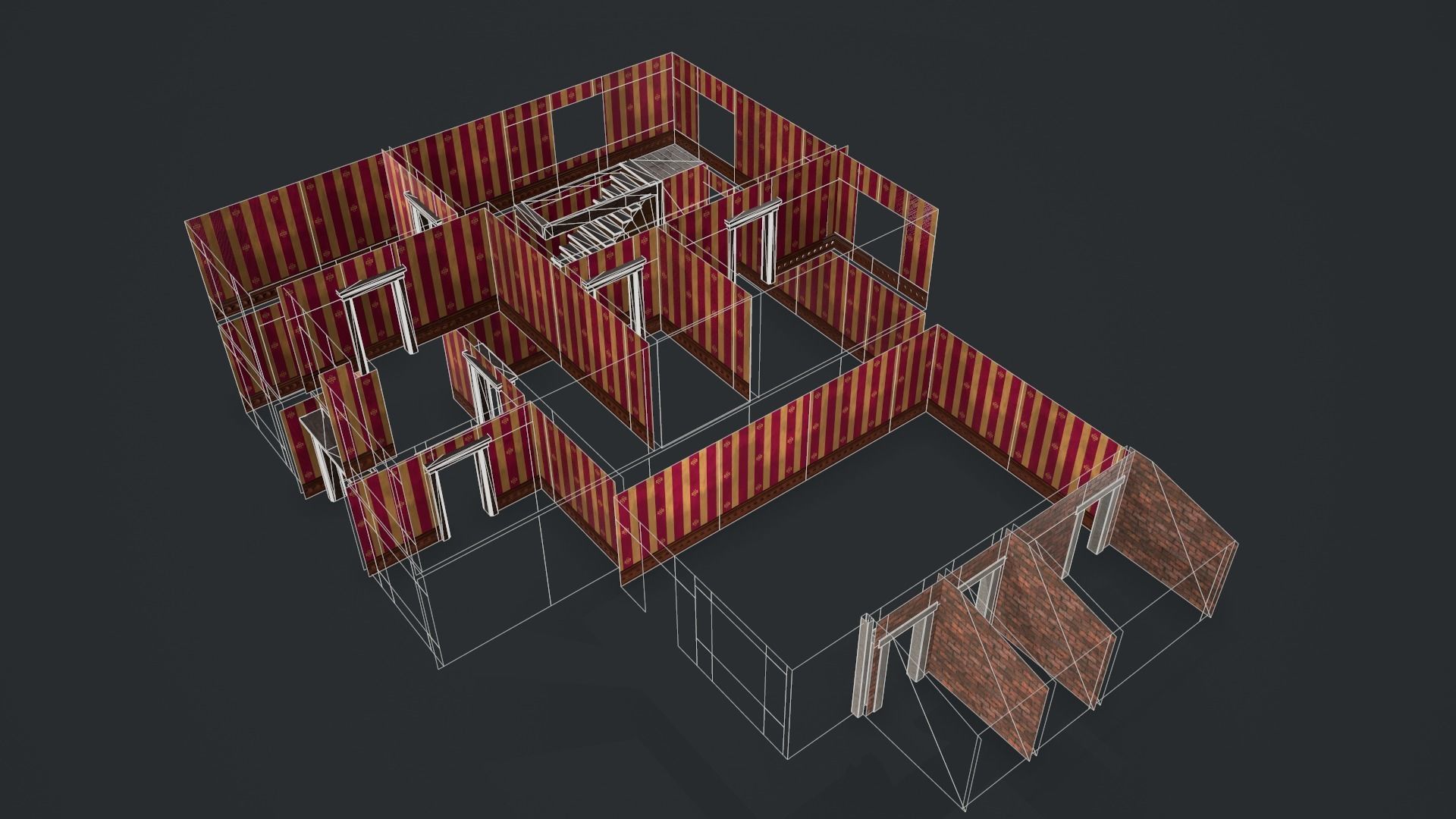 Post-apocalyptic Administrative Building w Interior Low-poly 3D model_4