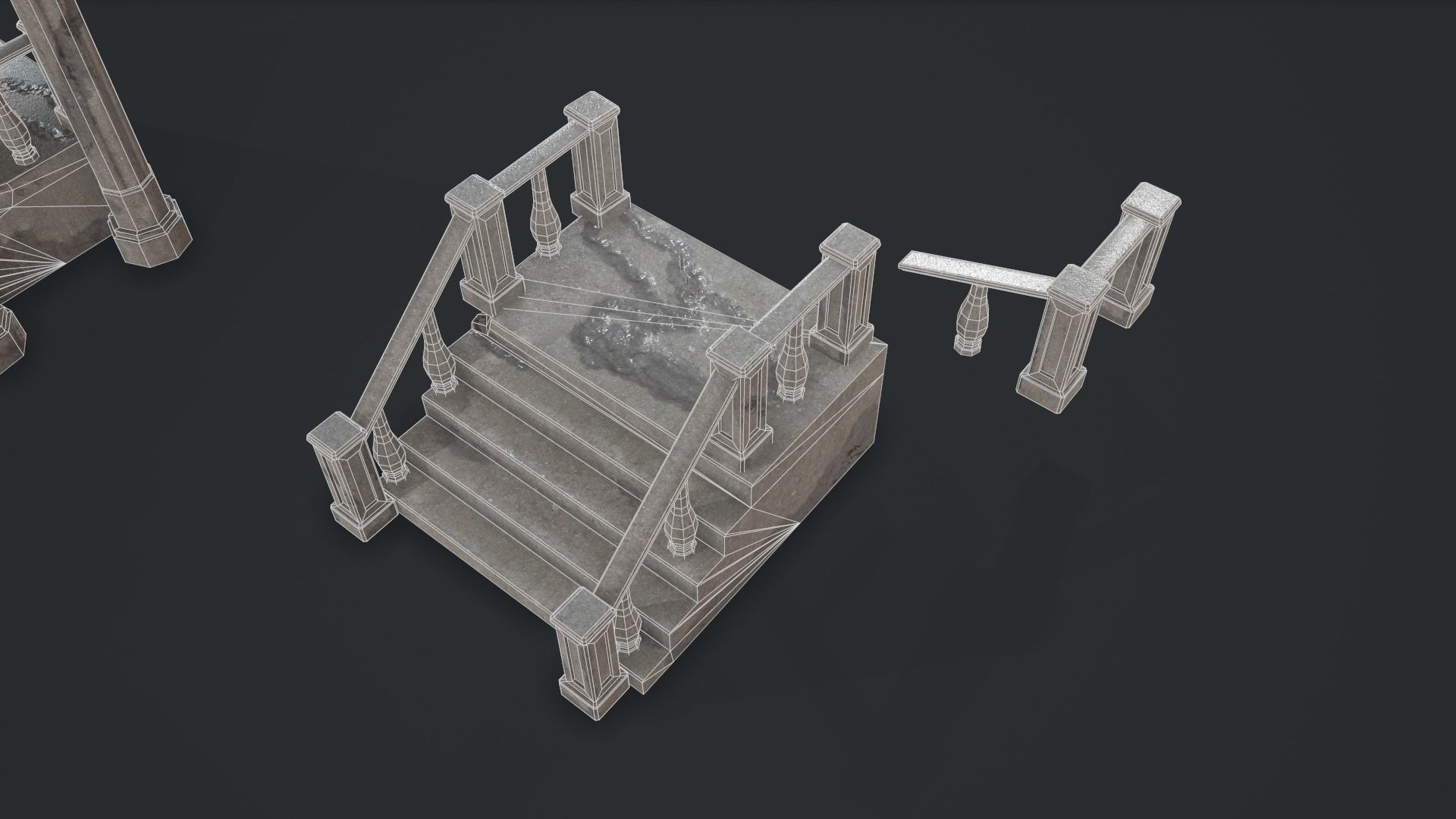 Post-apocalyptic Administrative Building w Interior Low-poly 3D model_12