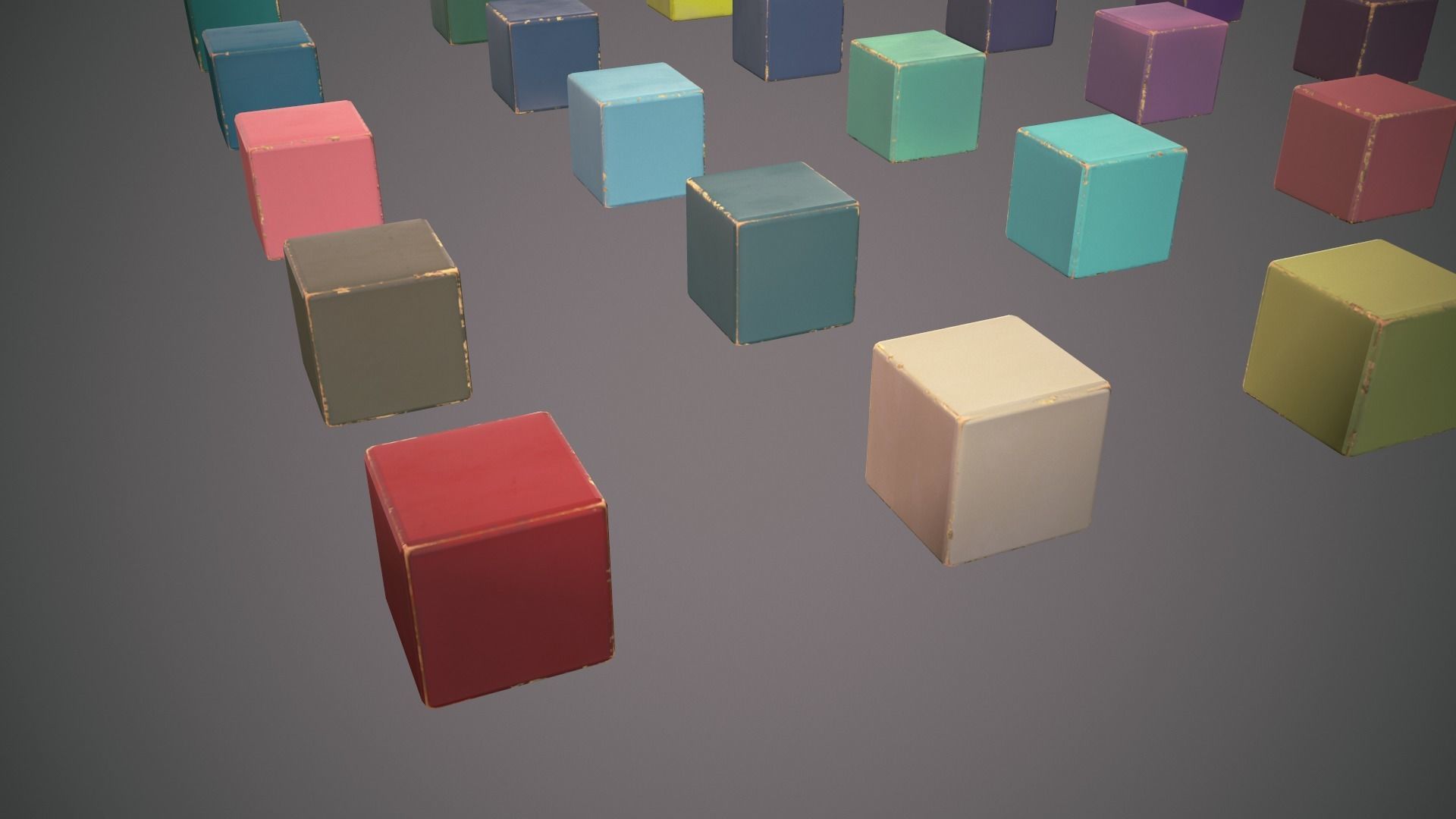 Old painted blocks for childrens 25 pcs Low-poly 3D model_7