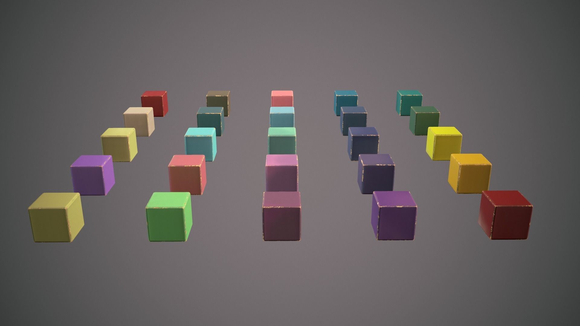 Old painted blocks for childrens 25 pcs Low-poly 3D model_11