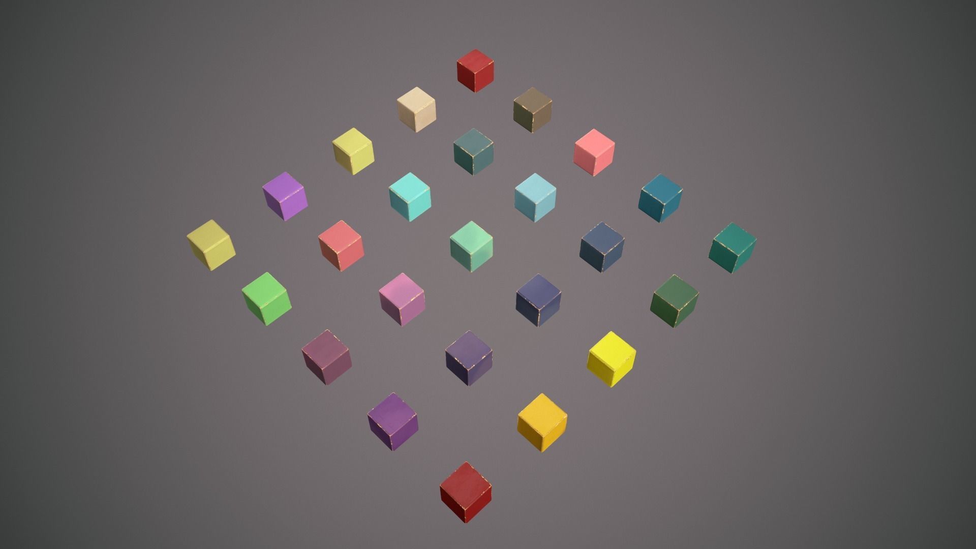 Old painted blocks for childrens 25 pcs Low-poly 3D model_10