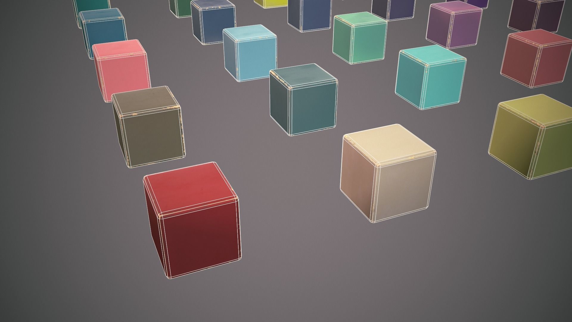 Old painted blocks for childrens 25 pcs Low-poly 3D model_8