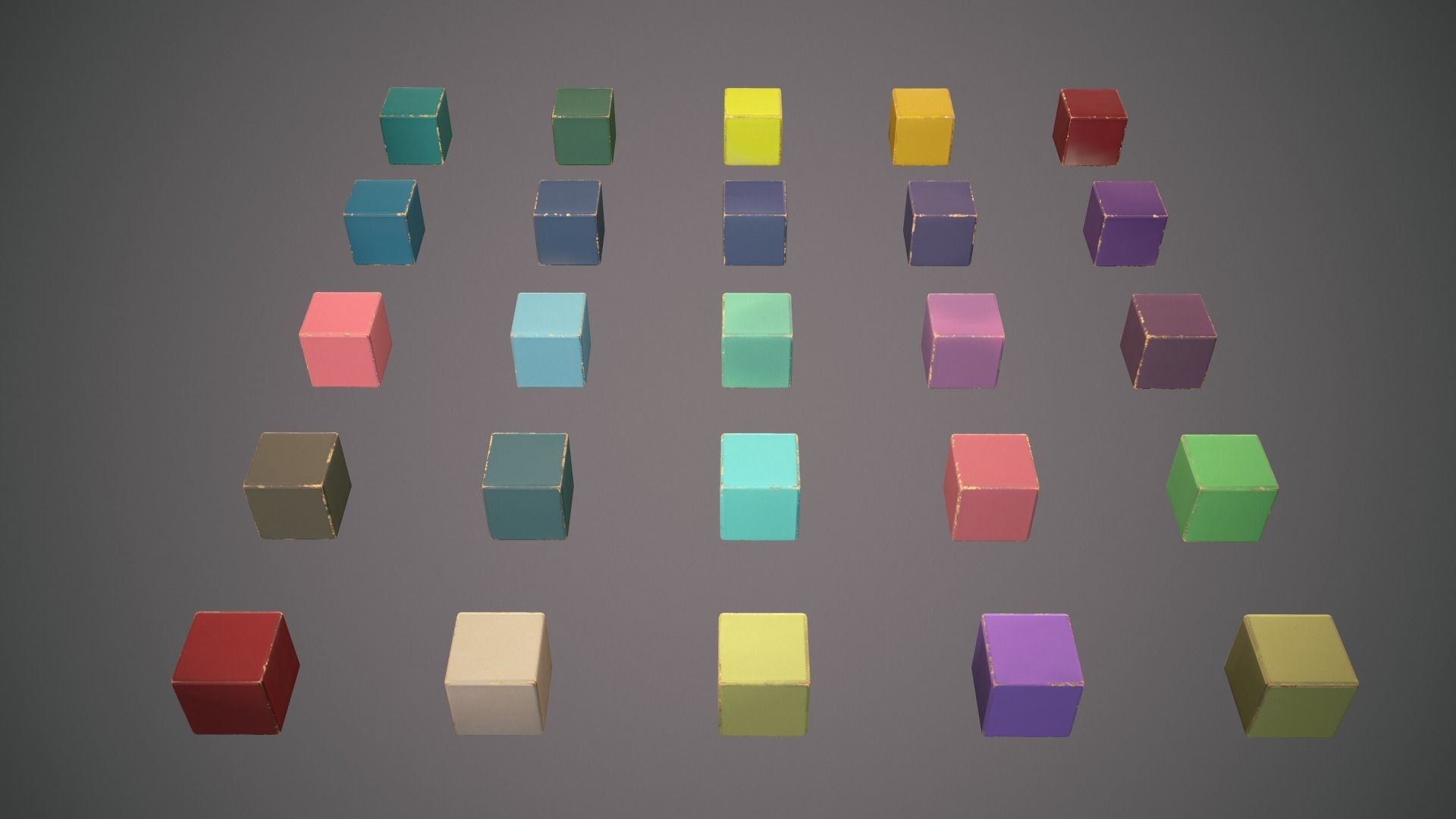 Old painted blocks for childrens 25 pcs Low-poly 3D model_6