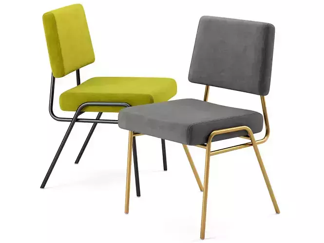 Westelm Wire Frame Upholstered Dining Chair  Free 3D model