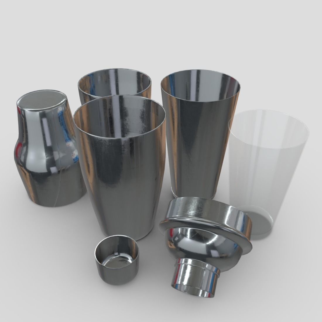 Cocktail Shaker Pack Low-poly 3D model_4